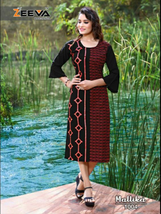 Zeeva Mallika Rayon Designer Kurti Collection